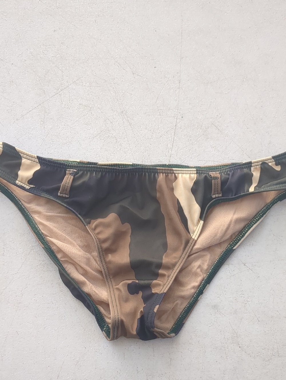 Nicolita Camo Print Bikini Bottoms in Green, Brown, Tan